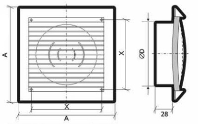Вентиляционная решетка прям-к сферическая ЭРА 2020РC16Ф