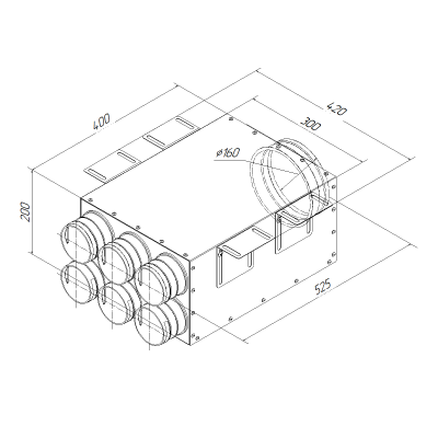 Присоединительная коробка Provent KV 160/75×6 на 6 выходов