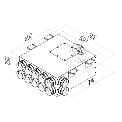 Присоединительная коробка Provent KV 200/90×12 на 12 выходов