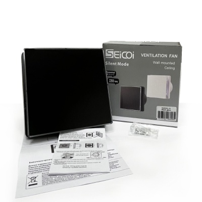 Вытяжной вентилятор с обратным клапаном Seicoi 100 Black Glass SNAD04-01