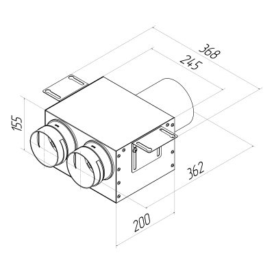 Присоединительная коробка Provent VPD 125/90×2 на 2 выхода, прямая круглая