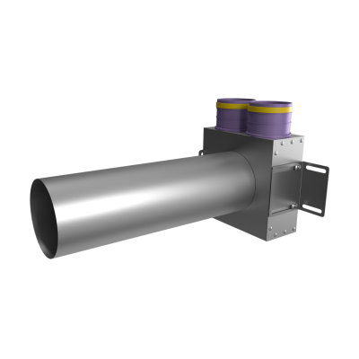 Присоединительная коробка потолочная Provent VPSL 125/75×2 на 2 выхода (L=400 мм), круглая