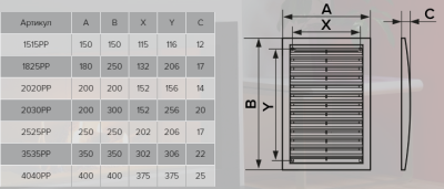 Вентиляционная решетка прямоугольная вытяжная АБС 200х300 ЭРА 2030РР