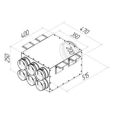 Присоединительная коробка Provent KV 200/90×6 на 6 выходов