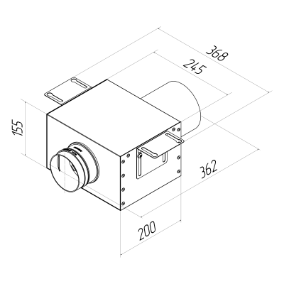 Присоединительная коробка Provent VPD 125/90×1 на 1 выход, прямая круглая